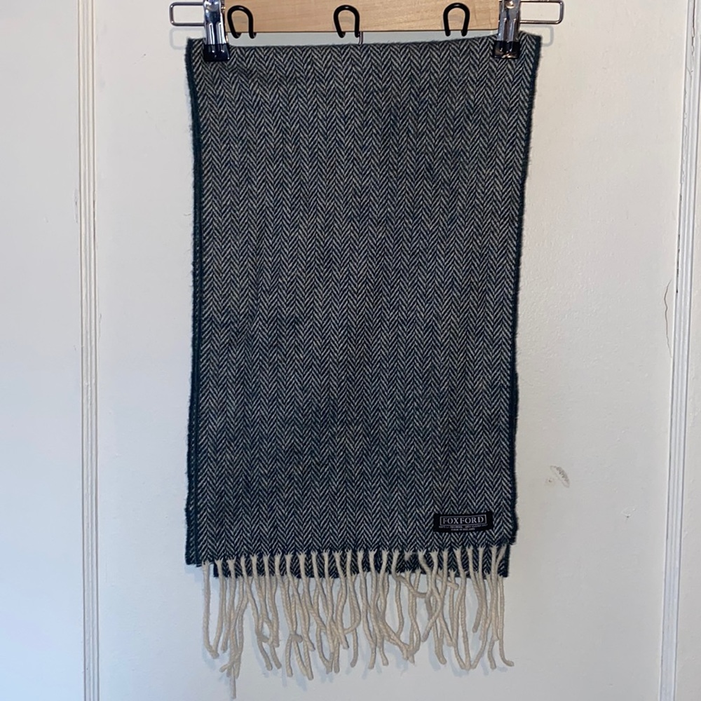 Foxford Ireland lambs wool chevron scarf with fringe